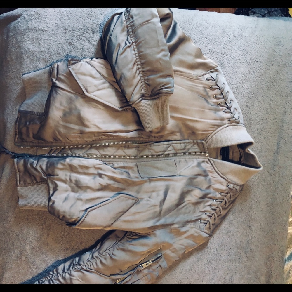 All saints silver/gray bomber jacket size xs